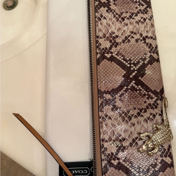Coach Snake Python Snake Print Clutch in Brown, Beige and Cream A1493-30463 - Picture 8 of 16